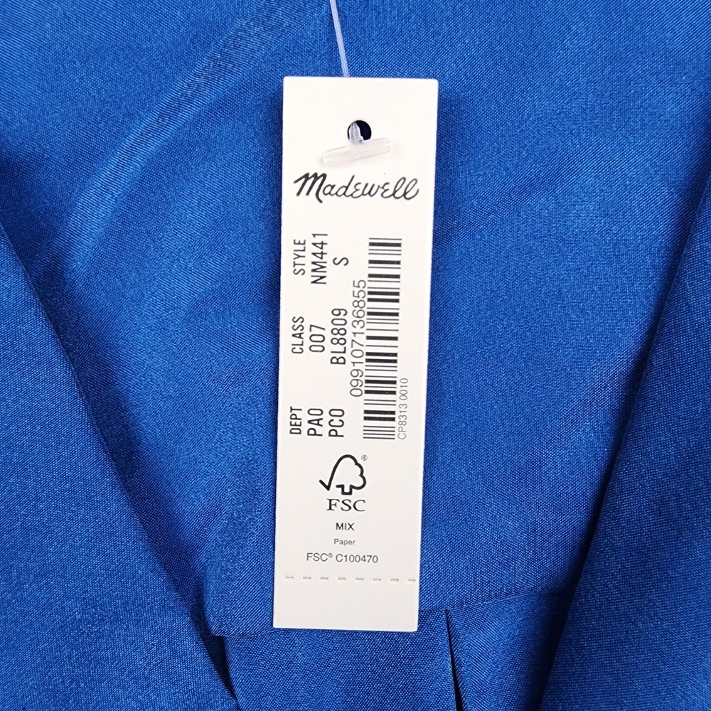Madewell Shirt Womens S Blue 100% Silk Satin Relaxed Button Up Long Sleeve Top - Picture 2 of 10